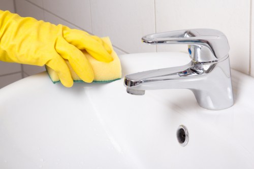 Bathroom in a city apartment showing deep cleaning focus