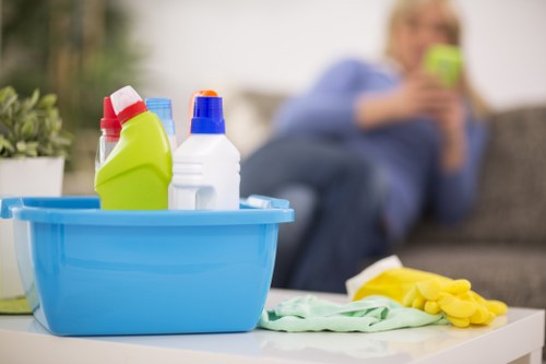 Domestic cleaning service in a London kitchen and bathroom