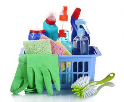 Professional cleaner maintaining a busy office in London